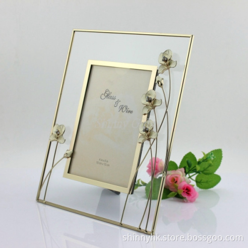 2015 Flower Design Glass Photo Frame for Weddings Party